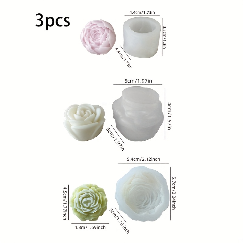 Candle Making Temperature - 꽃무늬 실리콘 양초 몰드 3세트, 향초,