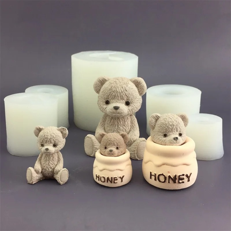 Candle Making Jars - 귀여운 곰돌이 꿀병 실리콘 캔들 몰드